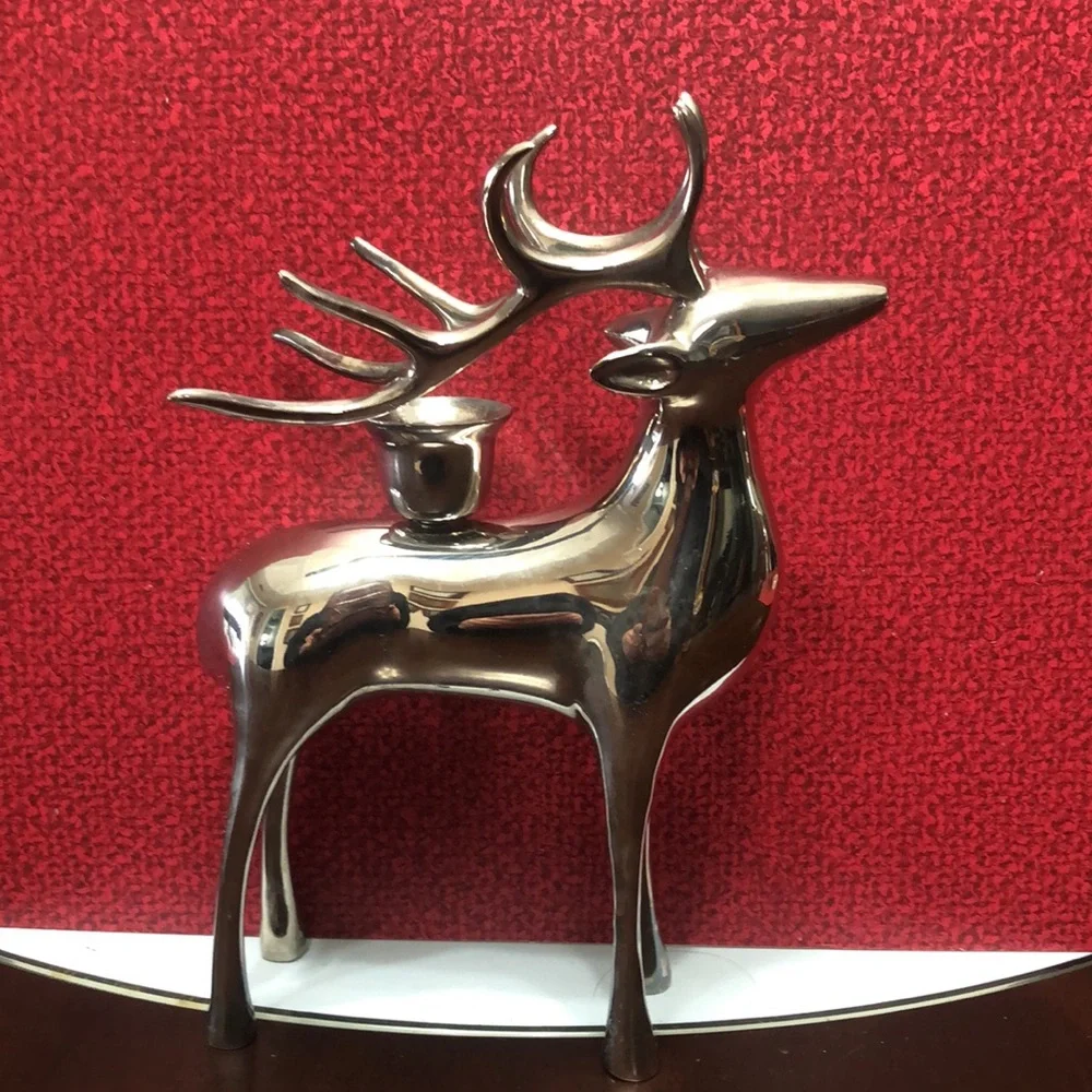 POTTERY BARN DEER CANDLESTICK HOLDER 8”